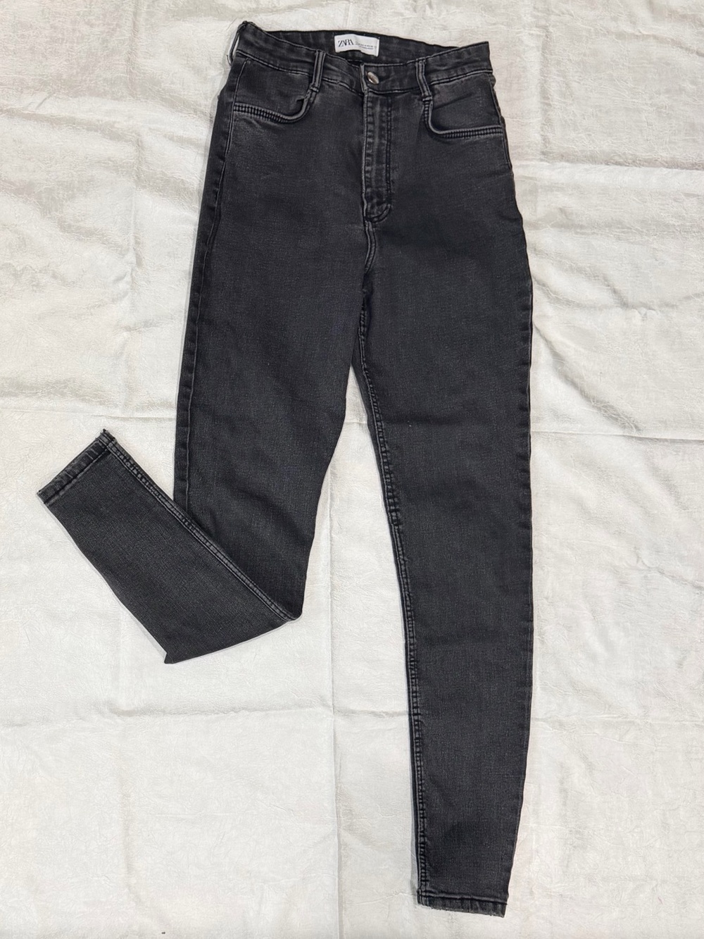 Zara High Rise Skinny Jeans Gray Washed Denim Size 4